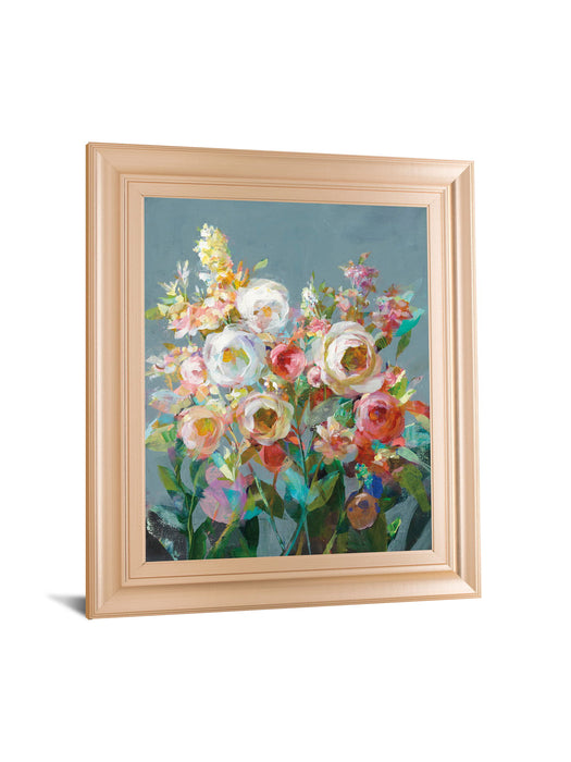 Joy Of The Garden I By Danhui Nai - Framed Print Wall Art - Light Blue
