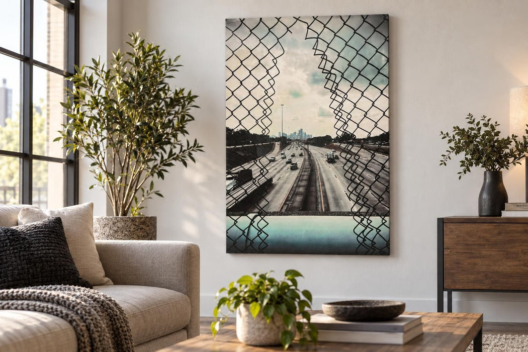 Beyond The Wire - 32 X 48 - High Gloss Wrapped Canvas - Gray