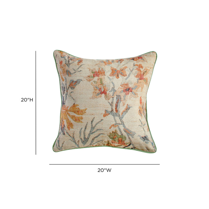 Taman - 20" Natural Cotton Accent Pillow - Summer Florals