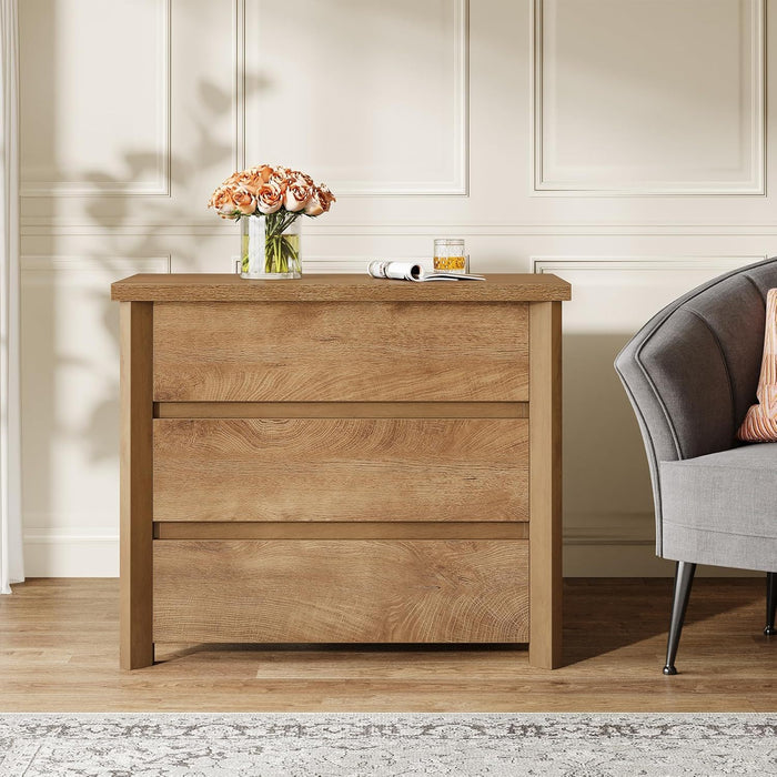 Nightstand With 3 Drawers, Bedside Table, Compact Storage - Brown