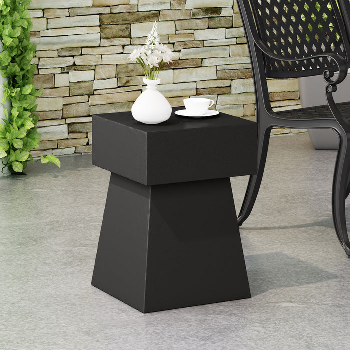 Outdoor Side Table, Patio End Table - Black