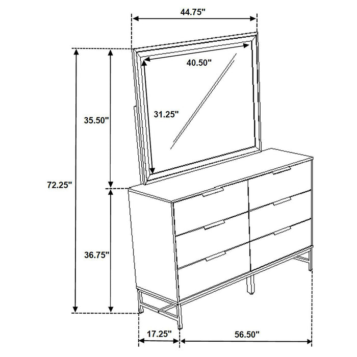 Taraval - 6 Drawer Dresser With Mirror - White