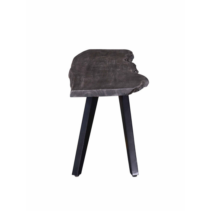 Modern Acacia Wood Dining Bench, Live Edge Design Accent Bench With Iron Legs - Black / Gray