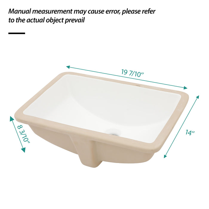 Modern Ceramic Undermount Bathroom Sink With Overflow, High Quality