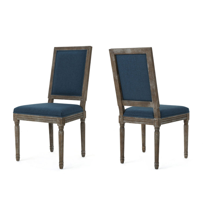 Traditional Style Dining Chair Set With Fabric Upholstery