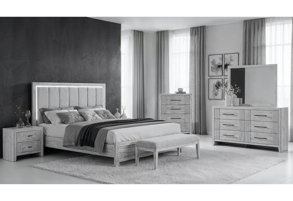 Elsie - 5 Piece Queen Bedroom Set - Light Gray