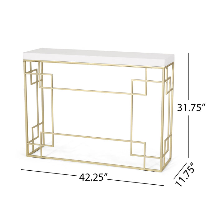Modern Glam Console Table With Geometric Design - Gold
