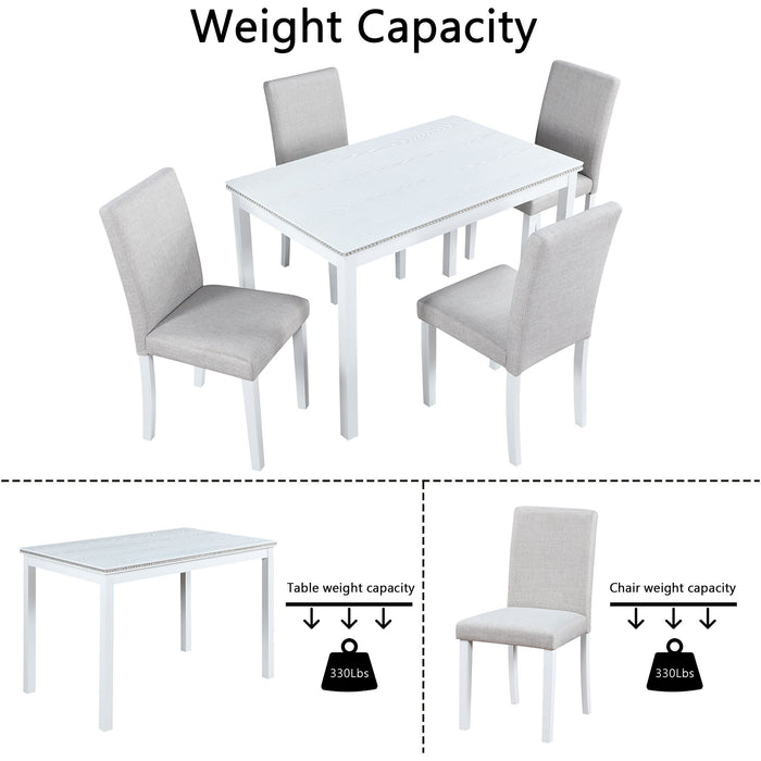 Dining Table Set With Crystal Decoration And Upholstered Chairs