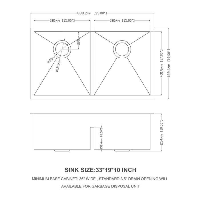 Modern Double Bowl Undermount Sink Design With 10" Deep Basins