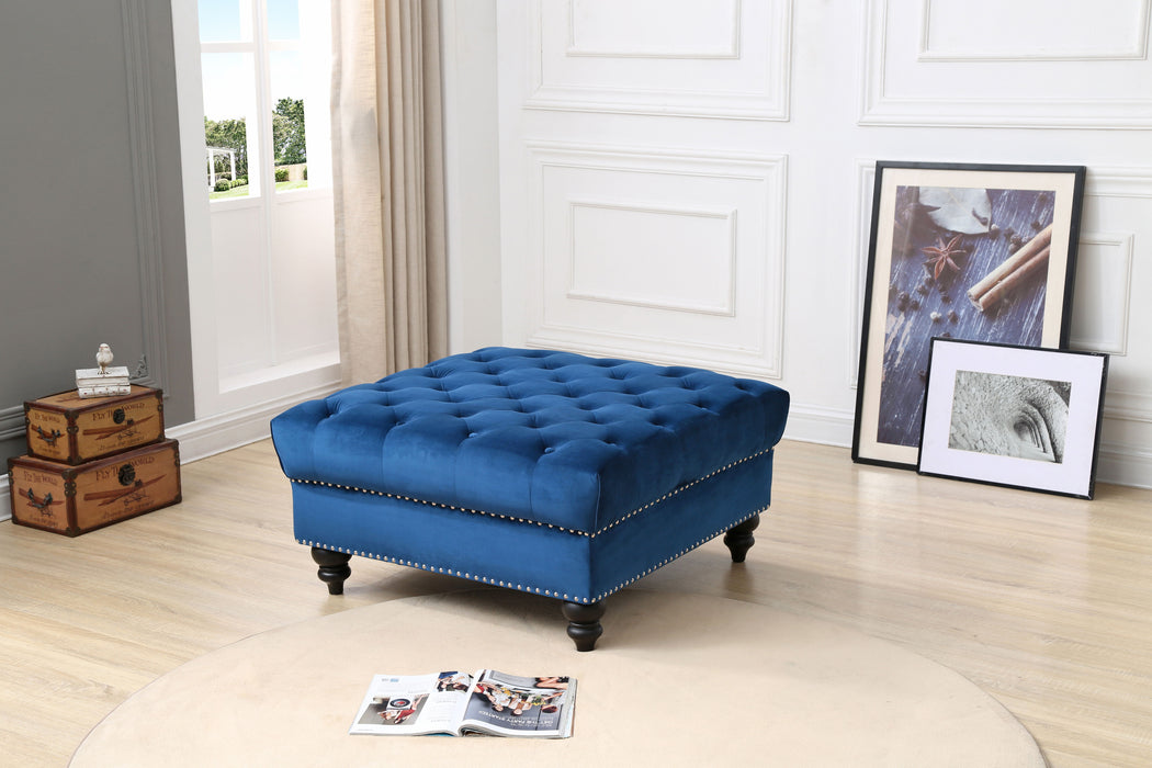 Glory Furniture Nola Ottoman, Navy Blue