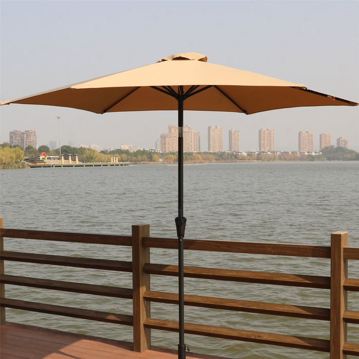 8.8' Outdoor Aluminum Patio Umbrella With 42 Pound Round Resin Umbrella Base