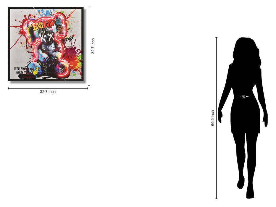 Rebel Splash Bear - 33" x 33" Framed Wall Art