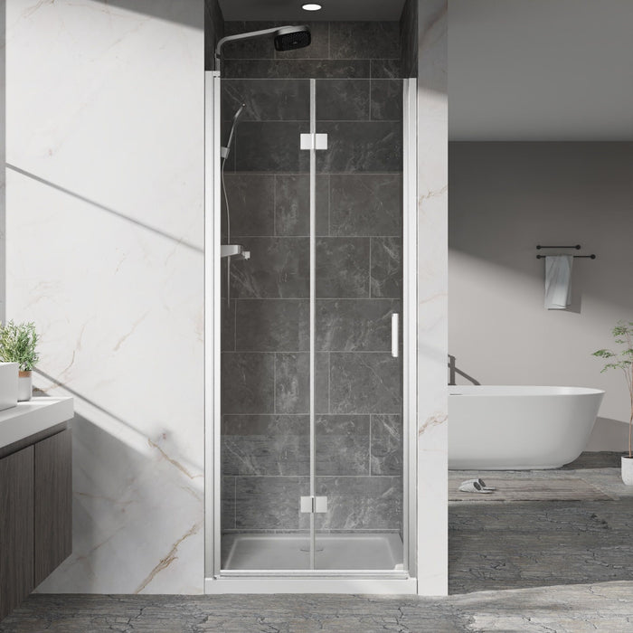 Bifold Frameless Shower Door With Tempered Clear Glass