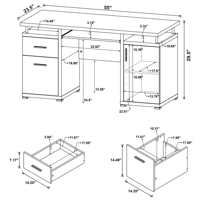 Modern Office Computer Desk With 2 Drawers, Adjustable Shelf, Slide Out Keyboard Tray