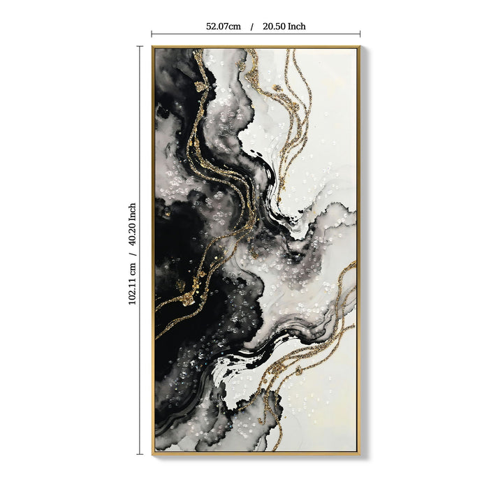 Large Framed And Abstract Wall Art, Minimalist Canvas Prints (Set of 2) - White / Black