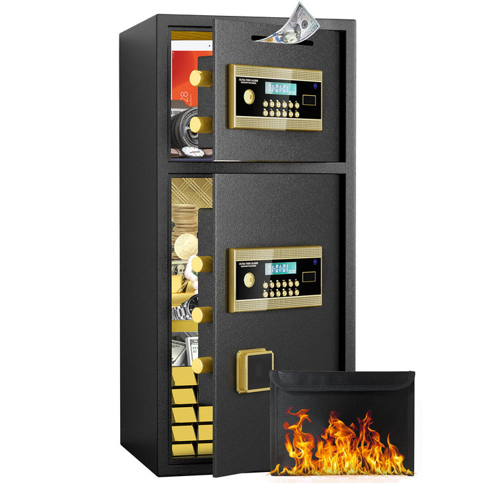 Large Double Door Coin Operated Safe, Digital Security Safe With Fireproof And Waterproof Bag