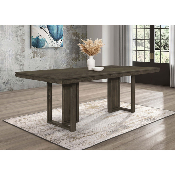 Glenmoor - Rectangular Dining Table With Geometric Double Pedestal Base - Dark Gray
