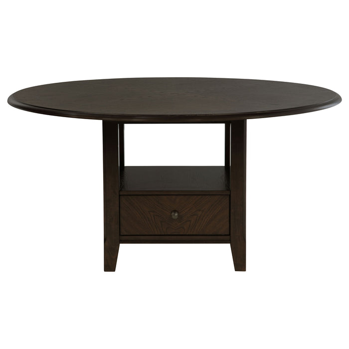 Fulton - Round Dining Table With Drawer - Dark Brown