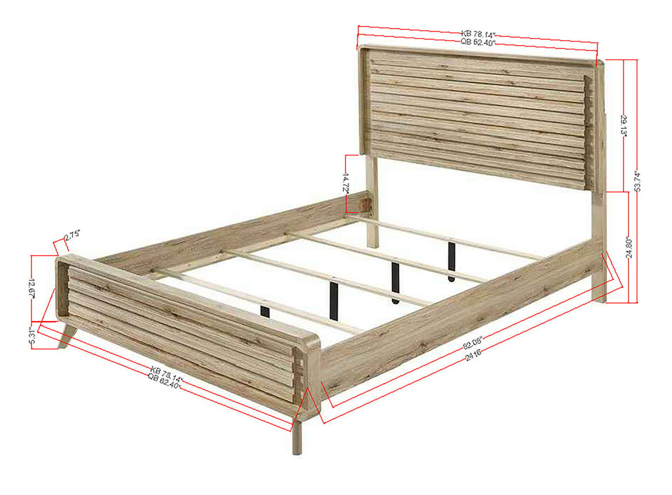 Dawson - King 5 Piece Bedroom Set - Light Brown