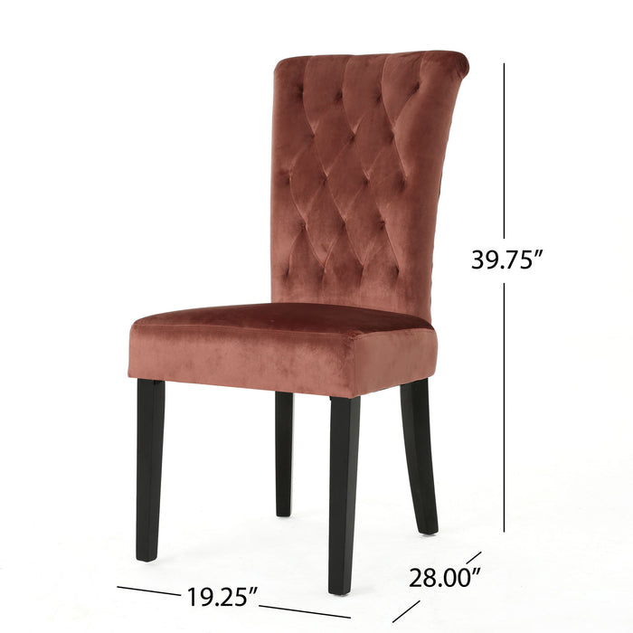 Elegant Velvet Tufted Dining Chair - Blush