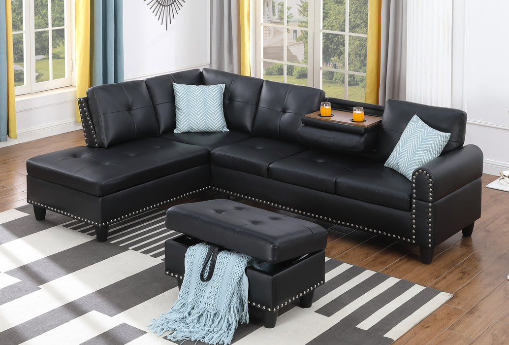 Irine Faux Leather Sectional Sofa with Free Ottoman