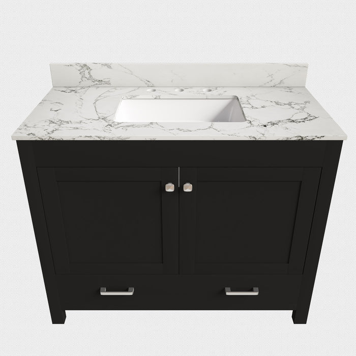 Bathroom Vanity Set, Soft Close Doors, 3 Faucet Holes, Sink Included - Black
