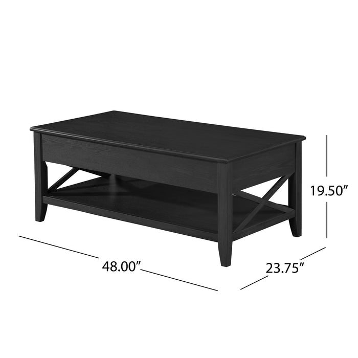 Decatur - Farmhouse Lift Top Coffee Table With Storage - Black / Ash