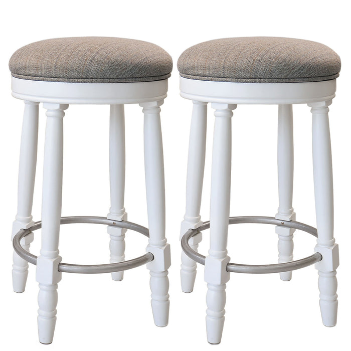 360° Swivel Wooden Barstools With Upholstered Seat, Counter Height (Set of 2)