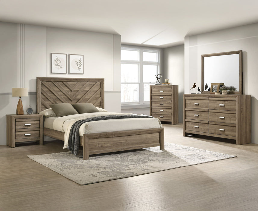 Valor - Queen 5 Piece Bedroom Set - Light Brown