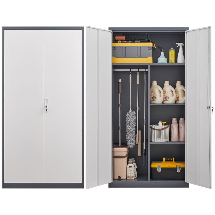 Large Capacity Wardrobe With Hanging Rod And Compartments