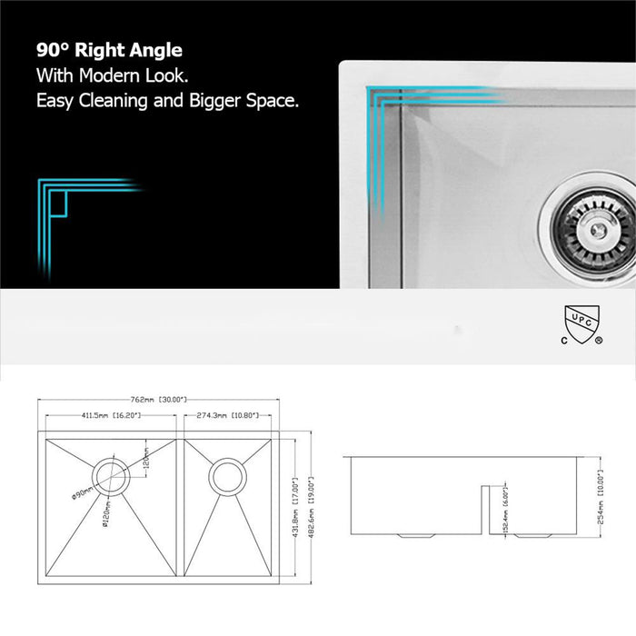 Modern Double Bowl Undermount Sink Design With 10" Deep Basins