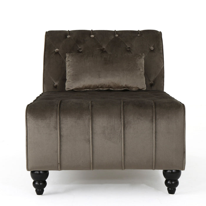 Ethereala - Upholstered Velvet Chaise Lounge With Button Tufted