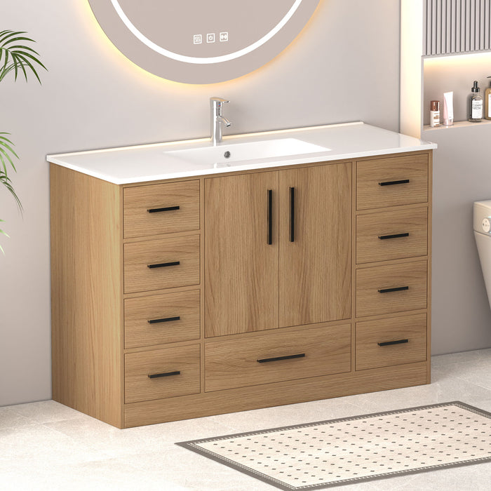 Bathroom Vanity With Abundant Storage 2 Soft Close Doors And 9 Drawers