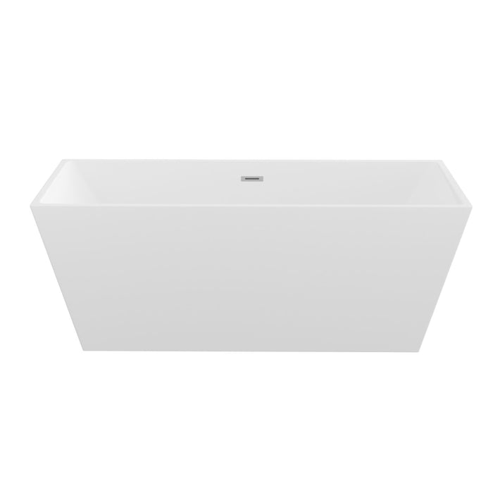 Glossy Freestanding Soaking Tub With Drain, Spacious Stand Alone Bathtub For Bathrooms - Glossy White