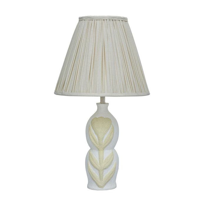 Edith - Curved Papier Mache Flower Pleated Table Lamp - Cream