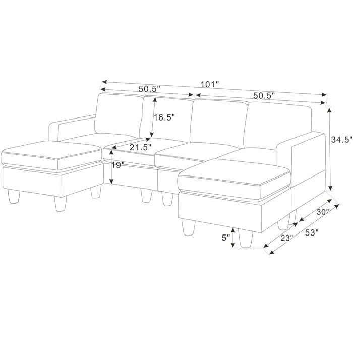 Modular Sectional With 2 Ottomans
