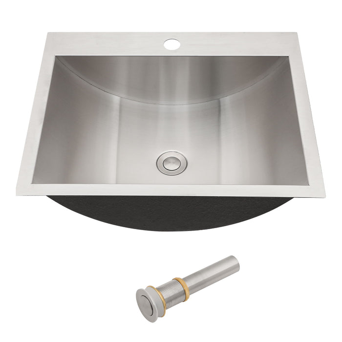 21 X 17" Drop In Bathroom Sink With Pop Up Drain, Stainless Steel Su304, Durable & Rust Resistant, Easy Installation - Brushed Nickel