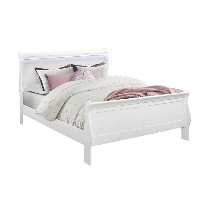 Charlston - Modern Sleigh Design Bed With LED