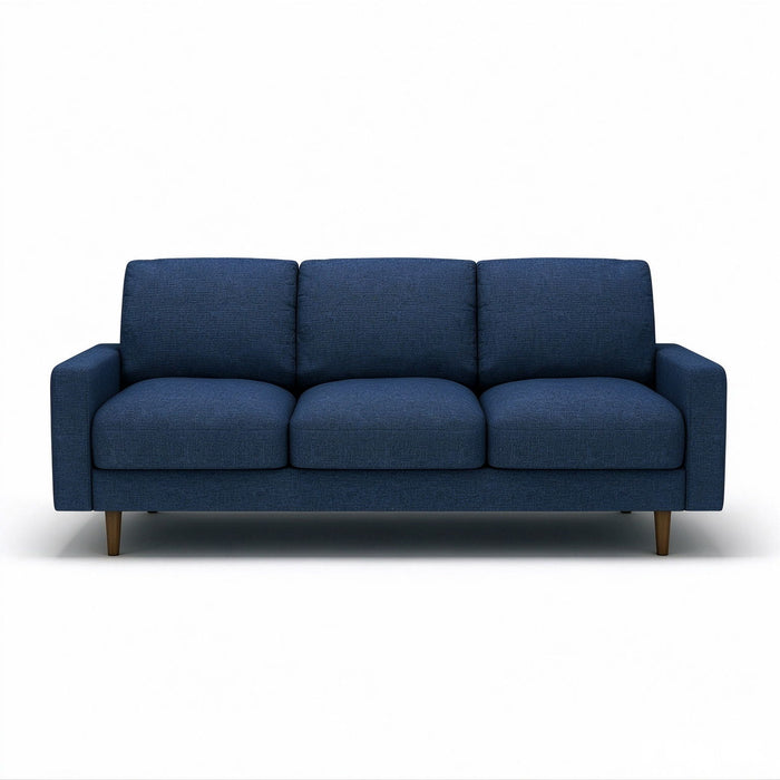3 Seater Sofa With Loose Back Cushions And Accent Pillows For Living Room - Dark Blue