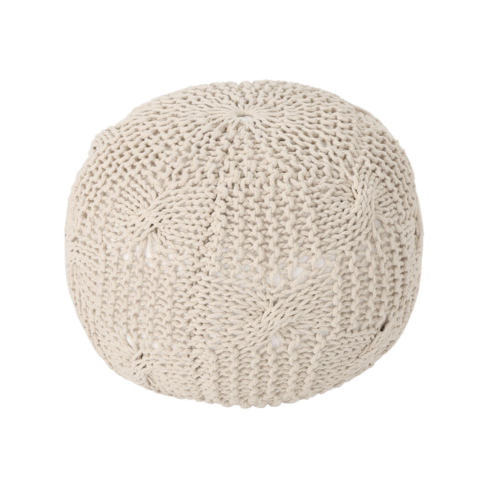 Bordeaux - Knitted Cotton Round Pouf