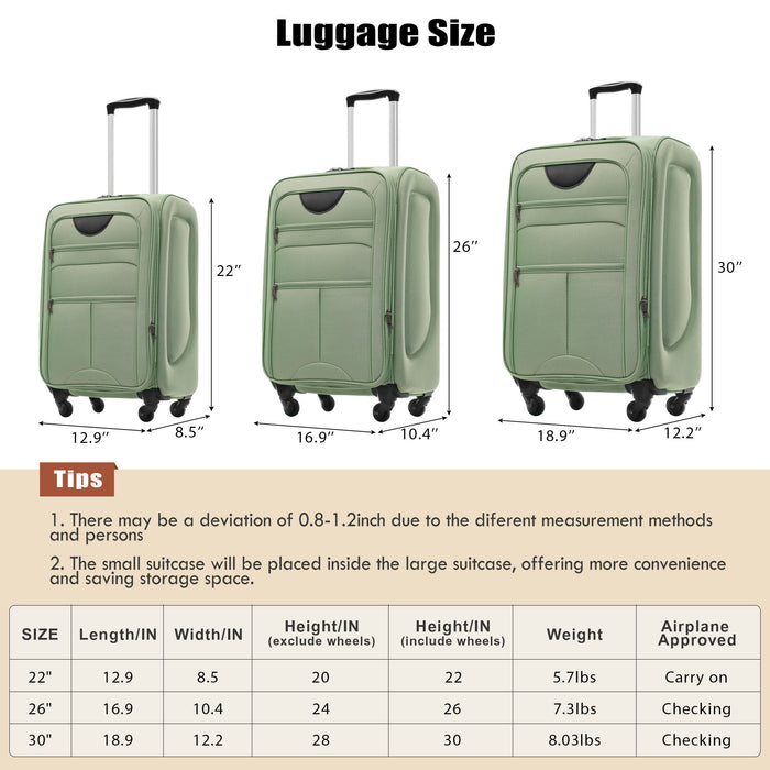 Softside Luggage Expandable Set With Duffel Bag Upright Spinner
