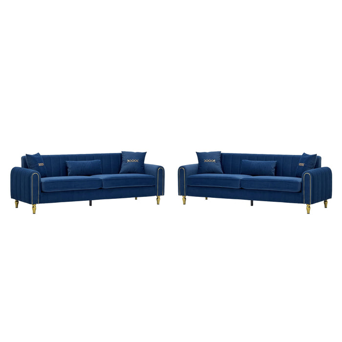 2 Piece Sofa 3 Seater Sofas Set - Blue