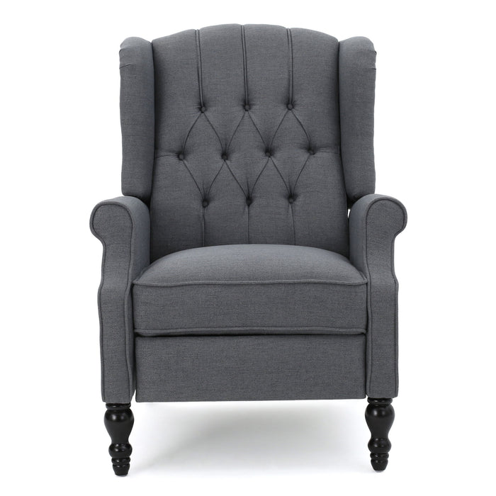 Armchair Recliner With Pushback Mechanism And Wingback Design