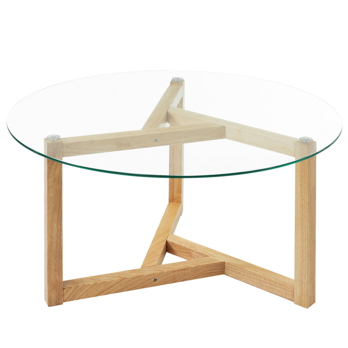 Round Glass Coffee Table Modern Cocktail Table