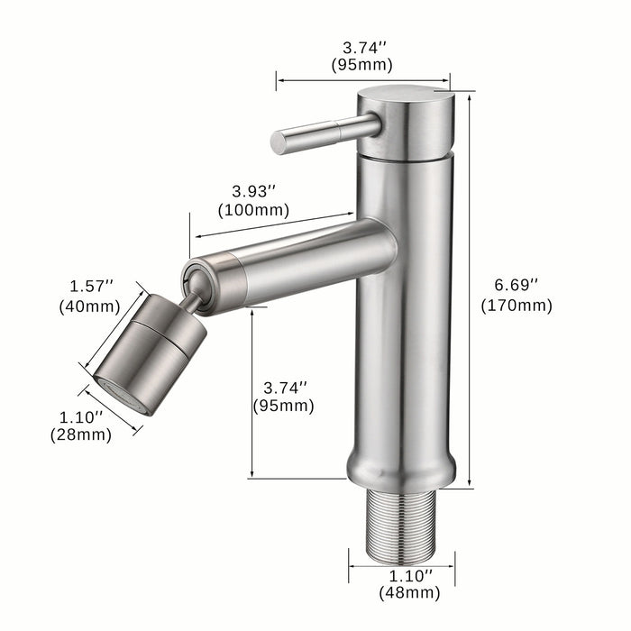 2 Mode Bathroom Faucet With 360 Degree Rotating Aerator For Sink