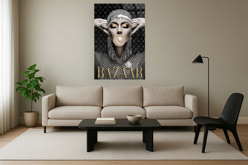 "Glamour Reverie" Tempered Glass With Foil - Metallic