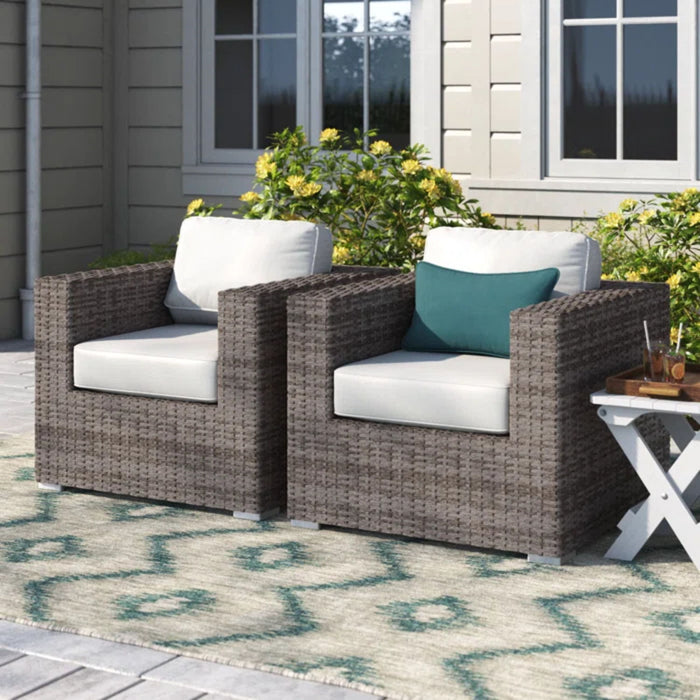 Grade - Club Patio Chair With Sunbrella Cushions (Set of 2) - Gray Mix / White