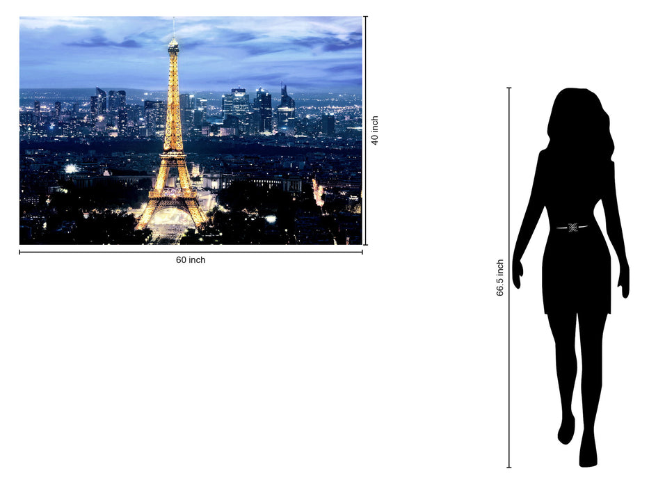 Floating Tempered Glass With Foil Eiffel Tower - Blue