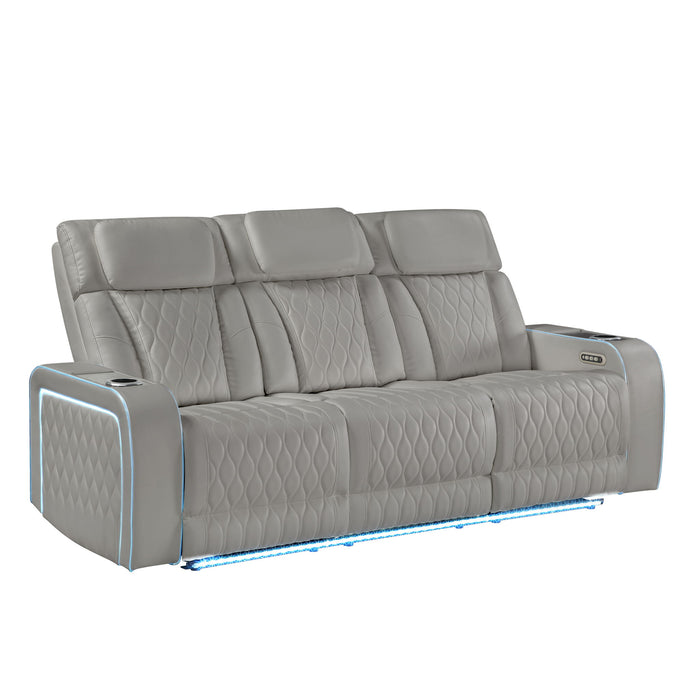 Electra - Power Reclining Sofa With Power Headrests, Drop Down Table, Reading Light, Massage, LED Lighting And USB Control