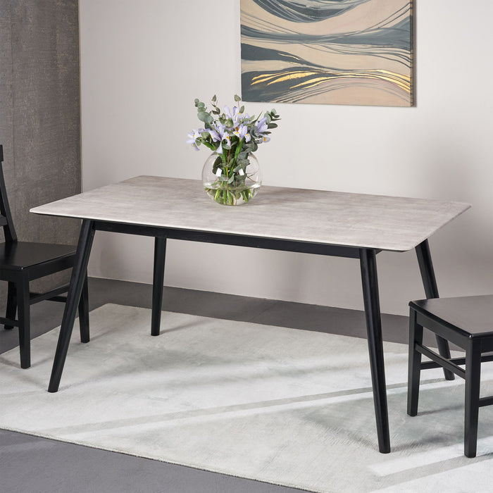 Chic Dining Table With High Pressure Laminate Top And Solid Wood Legs - Natural